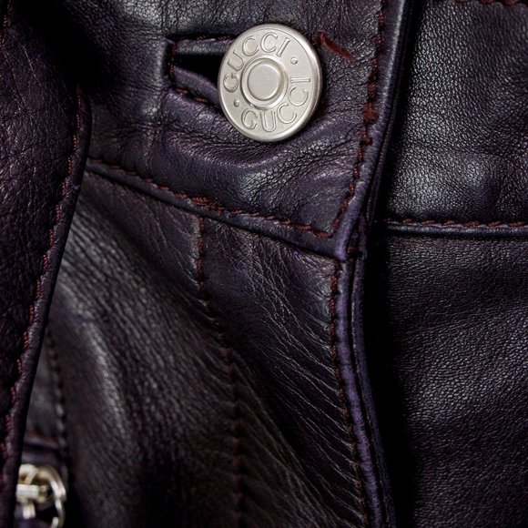 90s Gucci Aubergine Leather Pants - Picture 9 of 12